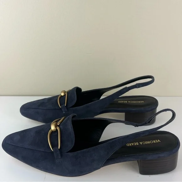 VERONICA BEARD BLUE SUEDE SLINGBACK SANDALS - Picture 7 of 11